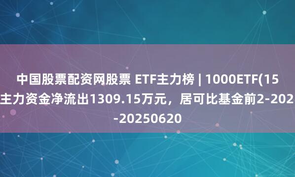 中国股票配资网股票 ETF主力榜 | 1000ETF(159629)主力资金净流出1309.15万元，居可比基金前2-20250620
