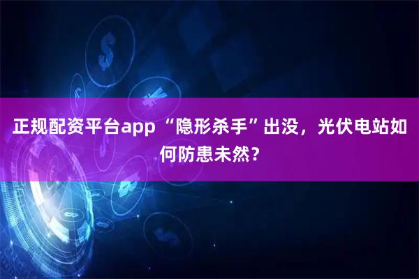 正规配资平台app “隐形杀手”出没，光伏电站如何防患未然？